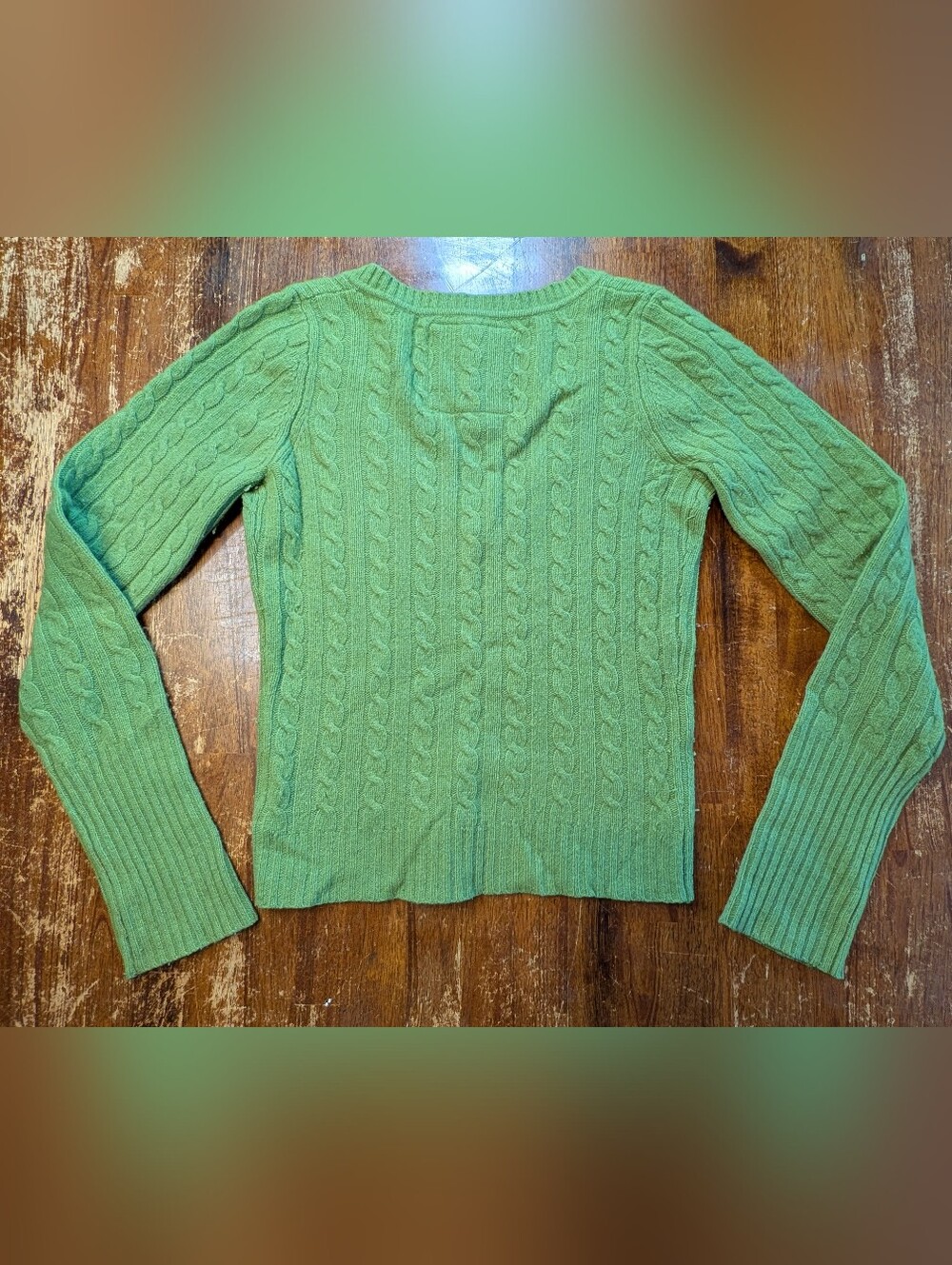 Abercrombie & Fitch Vintage Sweater Y2K Womens Large Green Wool Cashmere Top - Picture 6 of 6